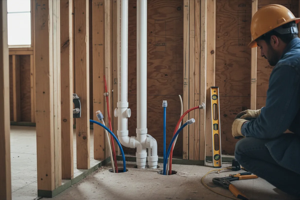 Drain and supply rough-in during Toilet Repair and Installation in River Pines