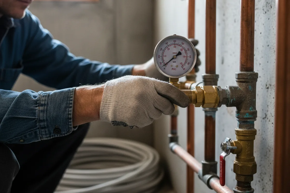 Pressure testing a repaired line during Water Line Repair in River Pines